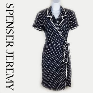 SPENSER JEREMY 100% SILK POLKA-A-DOT WRAP DRESS !